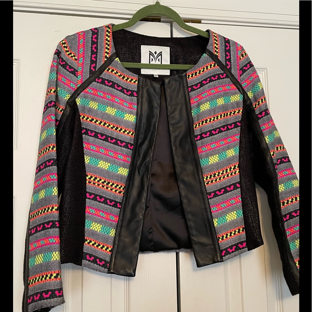 Milly blazer with pleather trim.